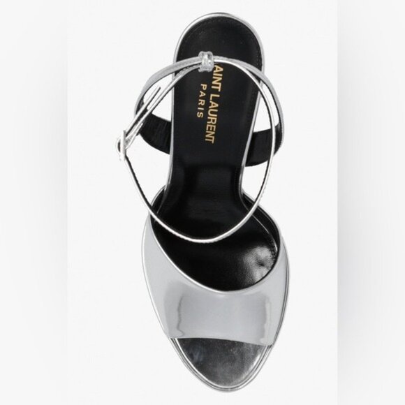 Saint Laurent Jodie Platform Sandals in Metallic Silver, Size 41 NEW +2 DustBags - Picture 5 of 16